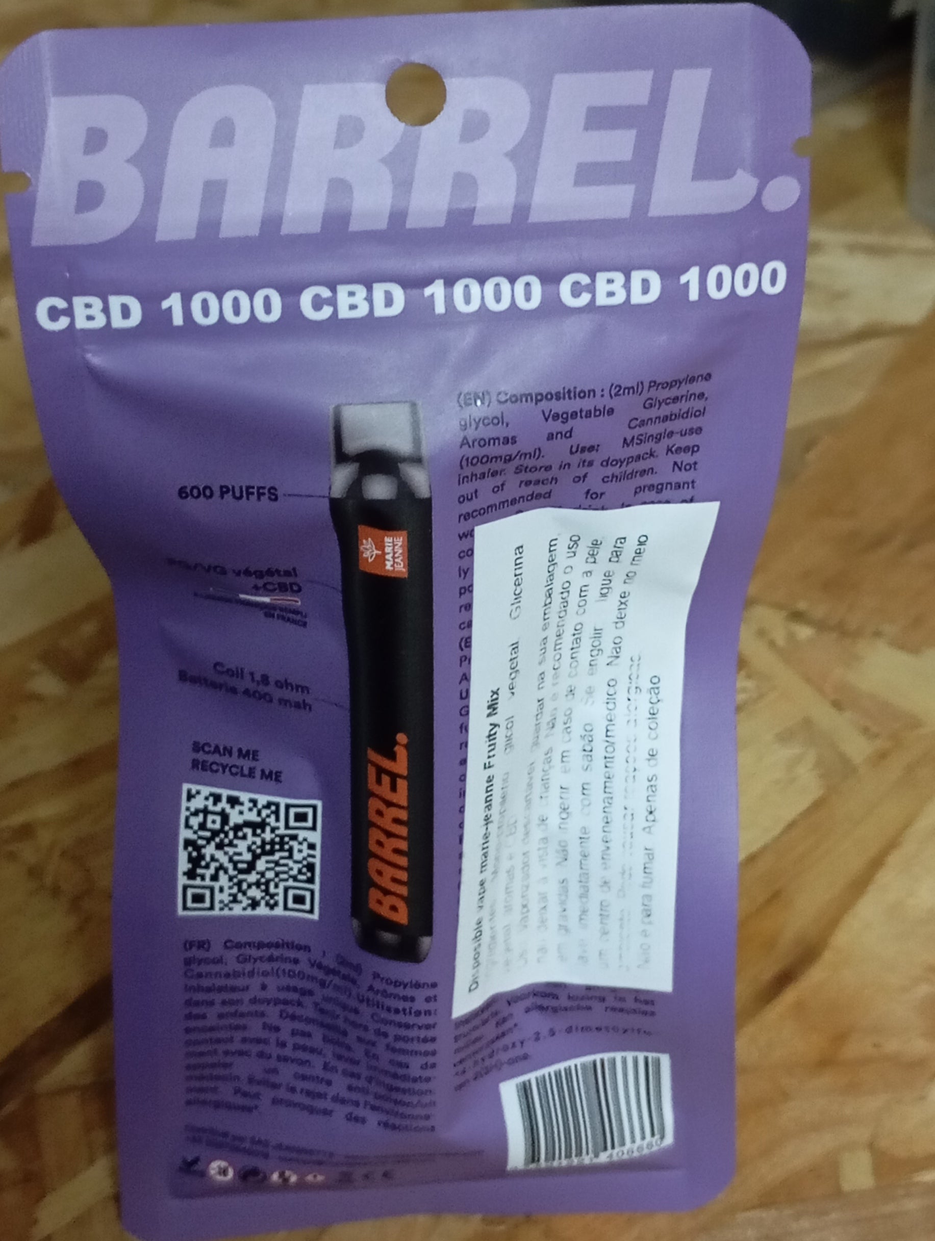 Vape CBD Barrel Fruit Mix 600 inhalaciones