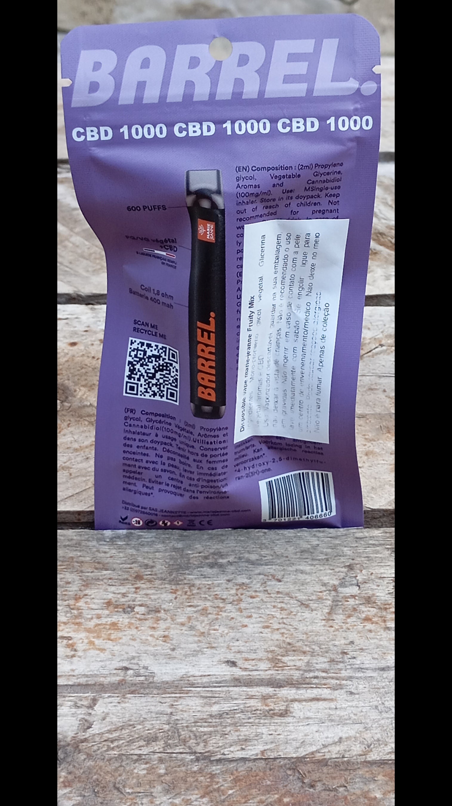 Vape CBD Barrel Fruit Mix 600 Puffs